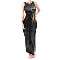 Kosrae Nautical Heritage Tank Maxi Dress Polynesian Tribal Anchor With Plumeria Tropical Art