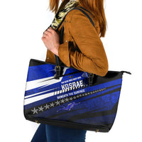 Kosrae Deep Sea Scuba Diving Leather Tote Bag Blue Hole Beneath The Surface Coral Reef Graphic Art