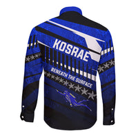 Kosrae Deep Sea Scuba Diving Long Sleeve Button Shirt Blue Hole Beneath The Surface Coral Reef Graphic Art