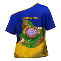 Kosrae Fafa Culinary Heritage Cross Shoulder Shirt Kosraean Gold Taro Tradition Illustration With Coconut Leaves