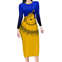 Kosrae Fafa Culinary Heritage Family Matching Long Sleeve Bodycon Dress and Hawaiian Shirt Kosraean Gold Taro Tradition Illustration With Coconut Leaves