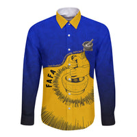Kosrae Fafa Culinary Heritage Long Sleeve Button Shirt Kosraean Gold Taro Tradition Illustration With Coconut Leaves