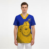 Kosrae Fafa Culinary Heritage Scrub Top Kosraean Gold Taro Tradition Illustration With Coconut Leaves