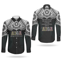 AIGA Always In Gods Arms Samoa Couples Matching Summer Maxi Dress and Long Sleeve Button Shirt Polynesian Tribal Tattoo Art Family Heritage Faith