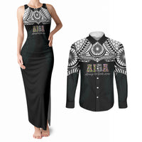 AIGA Always In Gods Arms Samoa Couples Matching Tank Maxi Dress and Long Sleeve Button Shirt Polynesian Tribal Tattoo Art Family Heritage Faith
