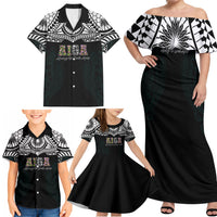 AIGA Always In Gods Arms Samoa Family Matching Off Shoulder Maxi Dress and Hawaiian Shirt Polynesian Tribal Tattoo Art Family Heritage Faith