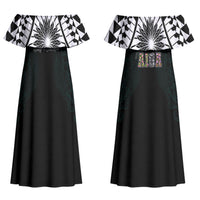 AIGA Always In Gods Arms Samoa Family Matching Off Shoulder Maxi Dress and Hawaiian Shirt Polynesian Tribal Tattoo Art Family Heritage Faith