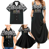 AIGA Always In Gods Arms Samoa Family Matching Summer Maxi Dress and Hawaiian Shirt Polynesian Tribal Tattoo Art Family Heritage Faith