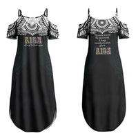 AIGA Always In Gods Arms Samoa Family Matching Summer Maxi Dress and Hawaiian Shirt Polynesian Tribal Tattoo Art Family Heritage Faith
