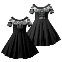 AIGA Always In Gods Arms Samoa Family Matching Summer Maxi Dress and Hawaiian Shirt Polynesian Tribal Tattoo Art Family Heritage Faith