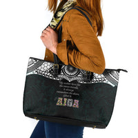 AIGA Always In Gods Arms Samoa Leather Tote Bag Polynesian Tribal Tattoo Art Family Heritage Faith