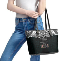AIGA Always In Gods Arms Samoa Leather Tote Bag Polynesian Tribal Tattoo Art Family Heritage Faith