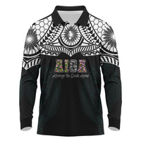 AIGA Always In Gods Arms Samoa Long Sleeve Polo Shirt Polynesian Tribal Tattoo Art Family Heritage Faith