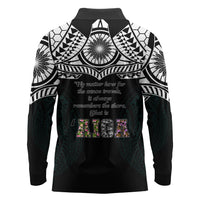AIGA Always In Gods Arms Samoa Long Sleeve Polo Shirt Polynesian Tribal Tattoo Art Family Heritage Faith