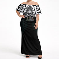AIGA Always In Gods Arms Samoa Off Shoulder Maxi Dress Polynesian Tribal Tattoo Art Family Heritage Faith