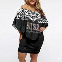 AIGA Always In Gods Arms Samoa Off Shoulder Short Dress Polynesian Tribal Tattoo Art Family Heritage Faith