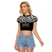 AIGA Always In Gods Arms Samoa Raglan Cropped T Shirt Polynesian Tribal Tattoo Art Family Heritage Faith
