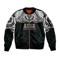 AIGA Always In Gods Arms Samoa Sleeve Zip Bomber Jacket Polynesian Tribal Tattoo Art Family Heritage Faith