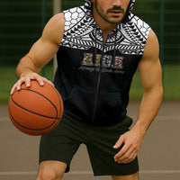 AIGA Always In Gods Arms Samoa Sleeveless Zip Hoodie Polynesian Tribal Tattoo Art Family Heritage Faith