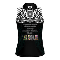 AIGA Always In Gods Arms Samoa Women Sleeveless Polo Shirt Polynesian Tribal Tattoo Art Family Heritage Faith