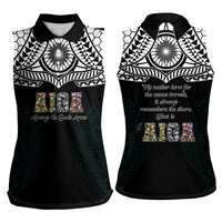 AIGA Always In Gods Arms Samoa Women Sleeveless Polo Shirt Polynesian Tribal Tattoo Art Family Heritage Faith