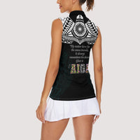 AIGA Always In Gods Arms Samoa Women Sleeveless Polo Shirt Polynesian Tribal Tattoo Art Family Heritage Faith