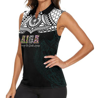 AIGA Always In Gods Arms Samoa Women Sleeveless Polo Shirt Polynesian Tribal Tattoo Art Family Heritage Faith