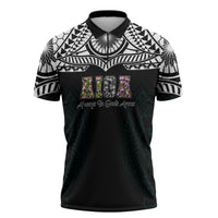 AIGA Always In Gods Arms Samoa Zipper Polo Shirt Polynesian Tribal Tattoo Art Family Heritage Faith