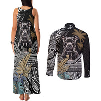 Polynesian Pitbull Couples Matching Tank Maxi Dress and Long Sleeve Button Shirts Polynesian Pattern And Pitbull TS04 - Polynesian Pride
