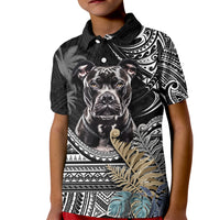 Polynesian Pitbull Kid Polo Shirt Polynesian Pattern And Pitbull TS04 Kid Black - Polynesian Pride