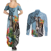 Polynesian Greyhound Couples Matching Summer Maxi Dress and Long Sleeve Button Shirts Polynesian Pattern And Greyhound TS04 - Polynesian Pride