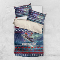 Tonga Christmas Bedding Set with Singing Whale Ocean Scene National Coat of Arms - Polynesian Pride