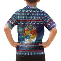 Tonga Christmas Family Matching Summer Maxi Dress and Hawaiian Shirt with Singing Whale Ocean Scene National Coat of Arms - Polynesian Pride