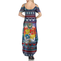 Tonga Christmas Family Matching Summer Maxi Dress and Hawaiian Shirt with Singing Whale Ocean Scene National Coat of Arms - Polynesian Pride