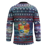 Tonga Christmas Hockey Jersey with Singing Whale Ocean Scene National Coat of Arms TS04 - Polynesian Pride