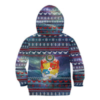 Tonga Christmas Kid Hoodie with Singing Whale Ocean Scene National Coat of Arms - Polynesian Pride