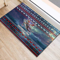 Tonga Christmas Rubber Doormat with Singing Whale Ocean Scene National Coat of Arms - Polynesian Pride