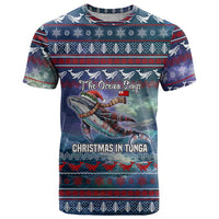 Tonga Christmas T Shirt with Singing Whale Ocean Scene National Coat of Arms - Polynesian Pride