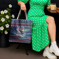 Tonga Christmas Tote Bag with Singing Whale Ocean Scene National Coat of Arms - Polynesian Pride