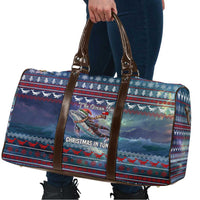 Tonga Christmas Travel Bag with Singing Whale Ocean Scene National Coat of Arms - Polynesian Pride