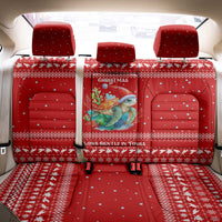Tonga Christmas Back Car Seat Cover with Sea Turtle Coral Reef Design Snowflake Pattern and National Emblem - Polynesian Pride