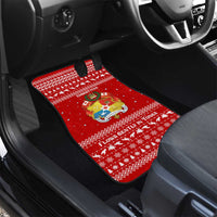 Tonga Christmas Car Mats with Sea Turtle Coral Reef Design Snowflake Pattern and National Emblem - Polynesian Pride