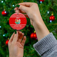 Tonga Christmas Ceramic Ornament with Sea Turtle Coral Reef Design Snowflake Pattern and National Emblem TS04 - Polynesian Pride