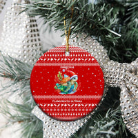 Tonga Christmas Ceramic Ornament with Sea Turtle Coral Reef Design Snowflake Pattern and National Emblem TS04 - Polynesian Pride
