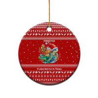 Tonga Christmas Ceramic Ornament with Sea Turtle Coral Reef Design Snowflake Pattern and National Emblem TS04 - Polynesian Pride