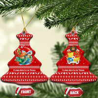 Tonga Christmas Ceramic Ornament with Sea Turtle Coral Reef Design Snowflake Pattern and National Emblem TS04 Christmas Tree Red White - Polynesian Pride