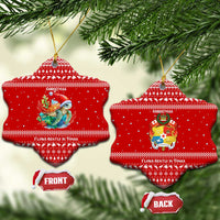 Tonga Christmas Ceramic Ornament with Sea Turtle Coral Reef Design Snowflake Pattern and National Emblem TS04 Snow Flake Red White - Polynesian Pride