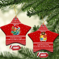 Tonga Christmas Ceramic Ornament with Sea Turtle Coral Reef Design Snowflake Pattern and National Emblem TS04 Star Red White - Polynesian Pride