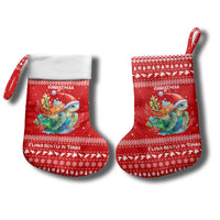 Tonga Christmas Stocking with Sea Turtle Coral Reef Design Snowflake Pattern and National Emblem TS04 - Polynesian Pride