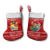 Tonga Christmas Stocking with Sea Turtle Coral Reef Design Snowflake Pattern and National Emblem TS04 - Polynesian Pride